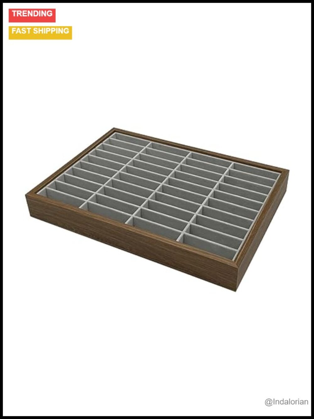 Jewelry Display Storage Box 40Slot Velvet Wood Tray Bracelet Organizer